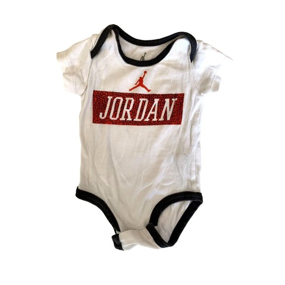 Air Jordan Baby INfant Size 6 9 Months White Gray Trim 1 pc bodysuit short sleev - Picture 1 of 2
